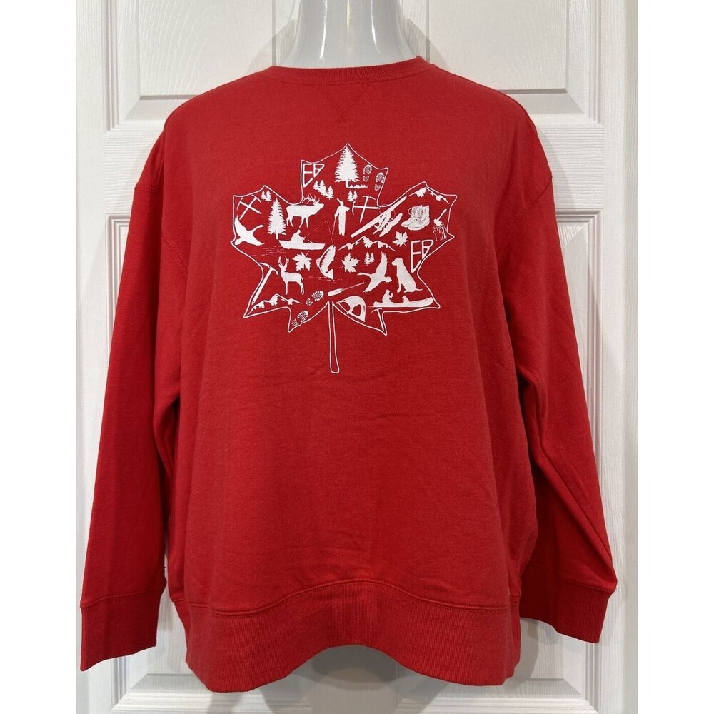Eddie Bauer Maple Leaf Outdoor Outfitter Camp Canada Red Sweatshirt Women's XL